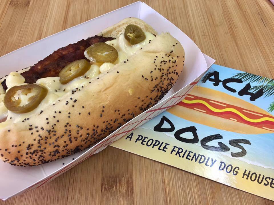 BeachDogsCB's tweet image. Mac Daddy Dog available now!!  We've added super creamy, cheesy Pig and Whistle Mac and cheese to our already delicious dog! #cheesydog #yum