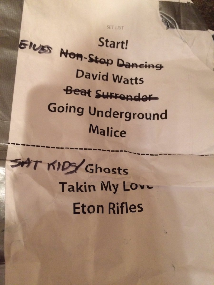 NeilWoodberry's tweet photo. First set list I've managed to blag. #from the Jam https://t.co/dYG5fmMztT