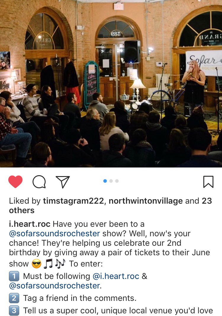 i_heart_roc's tweet photo. Check it out! Over on our Instagram we’re giving away 2 tix to the next @SofarSoundsRoc show! Head over to the ‘gram and enter to win 👍🏼 https://t.co/jJkz1GjuUJ