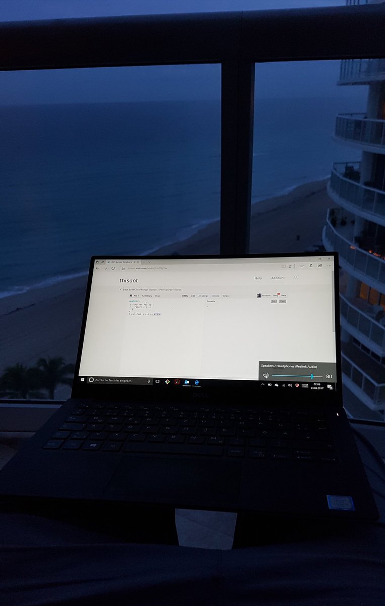 robertSPD's tweet photo. preparing 4 #rxjs workshop on the probably best place #ngCruise #thisdot #balcony #oceanView https://t.co/cJPKkohIE9