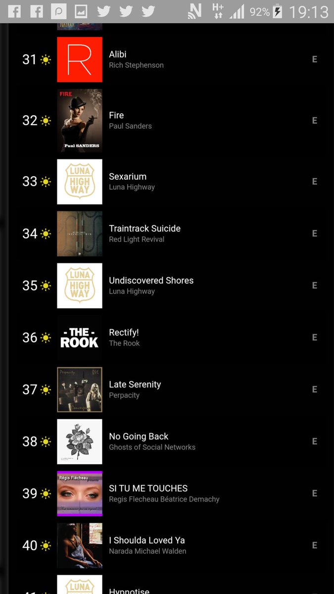 #TOP50 #LRDR ce soir 
<a href="/TheRookSound/">The Rook</a> en 27ème et 36ème place avec Where I belong et Rectify ! 😍😍