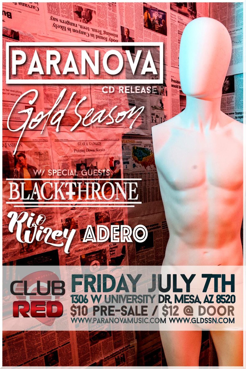 GLDSSNband's tweet photo. July 7th at Club Red marks the first date of an 8 day tour that we're doing with our friends in @ParanovaBand!! Come party with us. https://t.co/KqaMdi9iFm