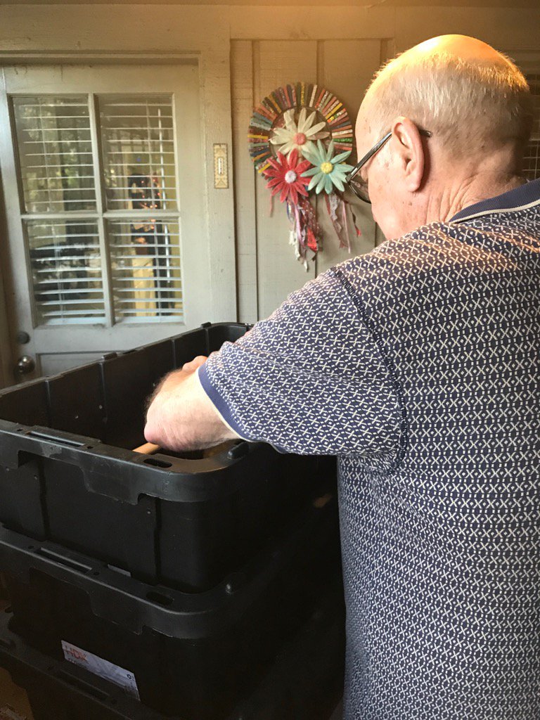 glorybeful's tweet image. Tom is taking care of his worms. #wormcomposting
