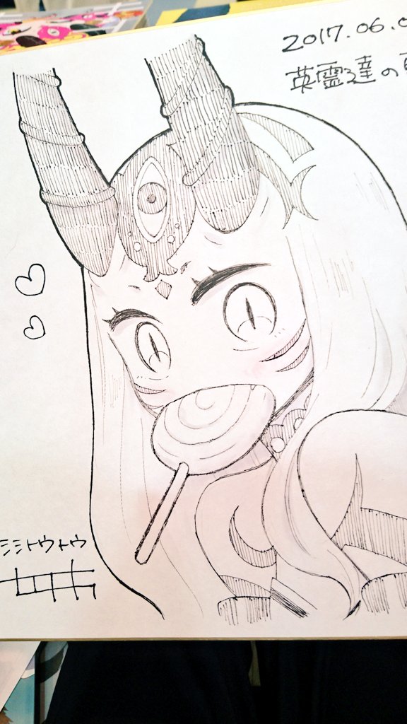 アフター用の色紙です～
スクリーンで茨木がタコ殴りされているのを横目に描いていたよ…! 