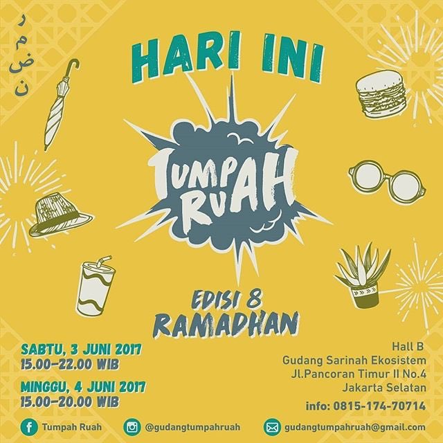 Ayo main ke @gudangtumpahruah edisi Ramadan, hari ini dan besok. Jangan lupa ajak-ajak handai taulan dan juga sambangi gerai kami.