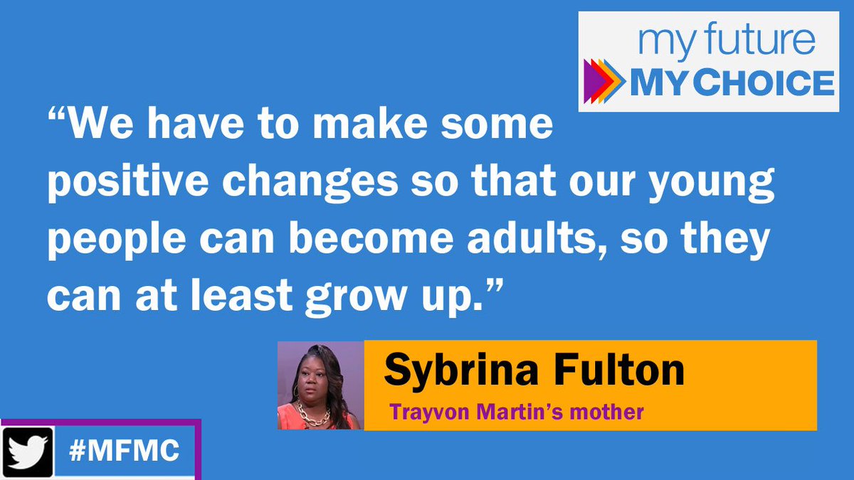 #TrayvonMartin's mom @SybrinaFulton @TTMFoundation joins #MyFutureMyChoice #MFMC movement https://t.co/4To4EzoFXM