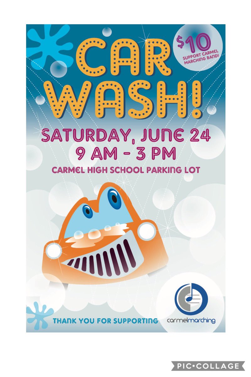 CarmelBands's tweet photo. Take soap, water, dirty cars, add over 300 HS kids &amp; what do you have? The Annual Carmel Marching Band Car Wash! 
https://t.co/r0bQOVdBrM https://t.co/2EGV36Eu7J
