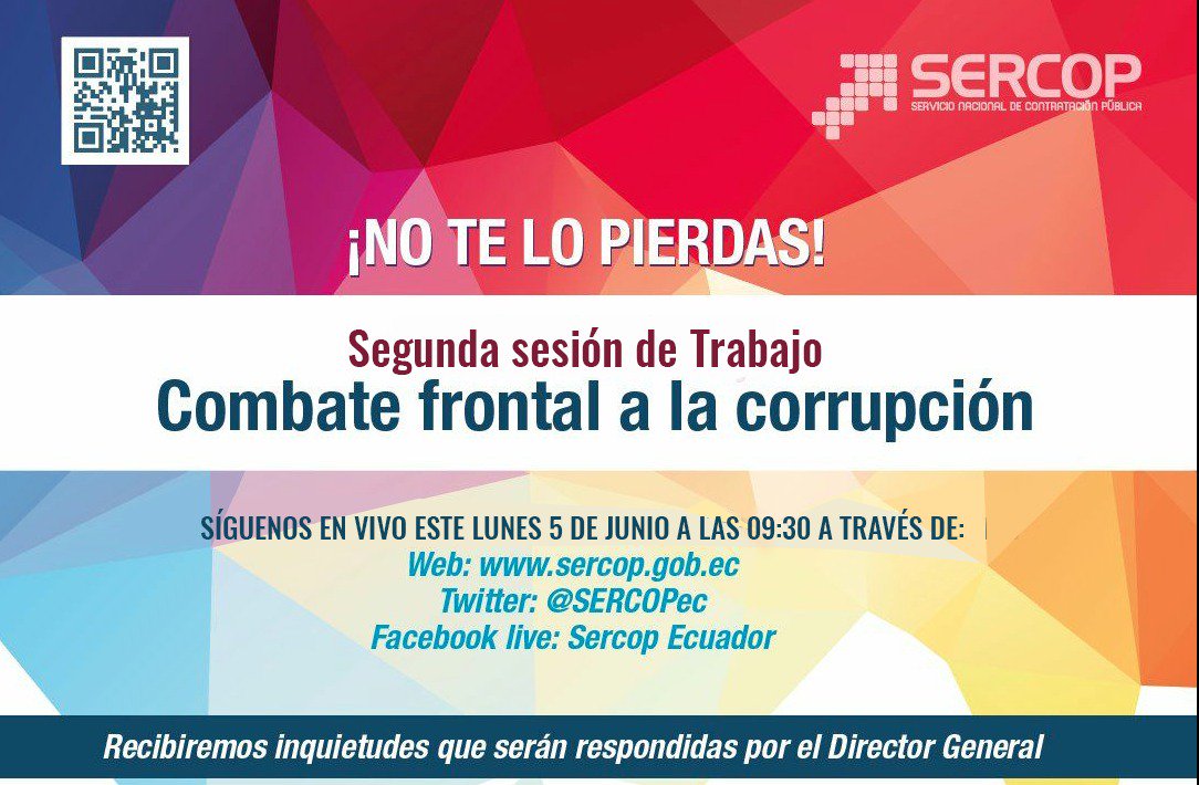 SERCOPec's tweet photo. ¡Combatimos frontalmente la corrupción!

Sigue en vivo la transmisión y conviértete en custodio de la compra pública #SercopTransparente https://t.co/FPYtODFPBg