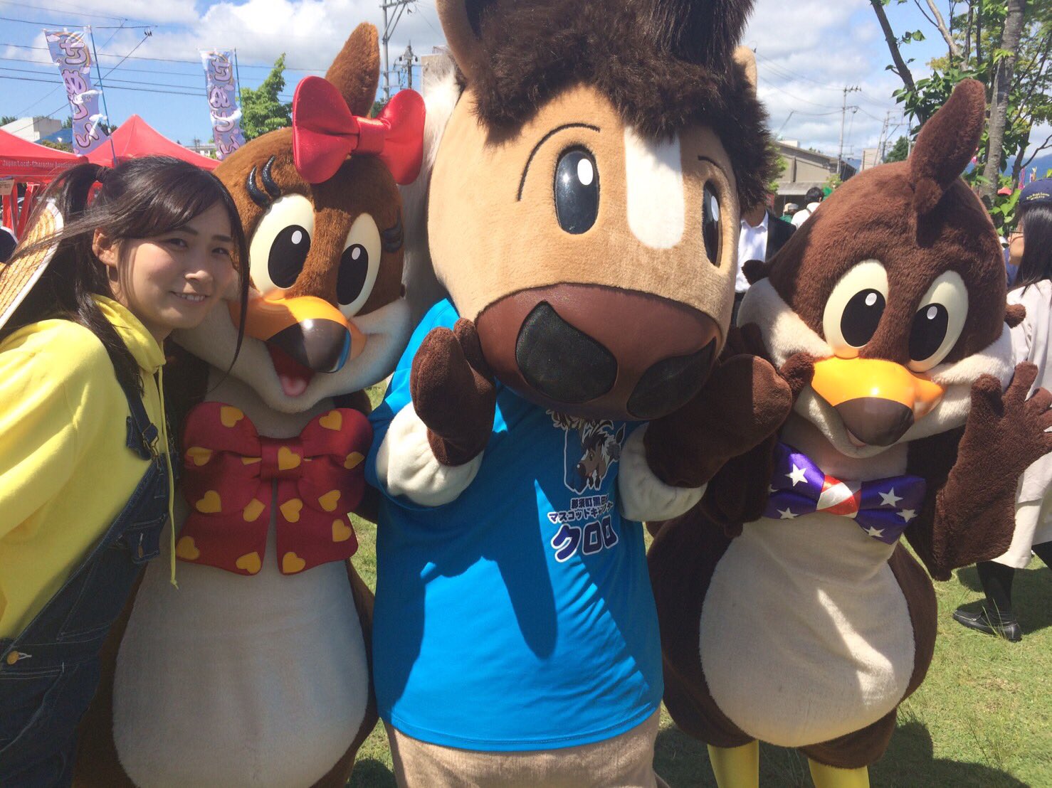 那須ハイランドパーク お友達とパシャり ご当地キャラこども夢フェスタ17 那須ハイ ウーピー ナッピー やる気なし男 クロロ ゆめな ご当地キャラ Yarukinashio99 Yumena Chan T Co Bat0suq3vv Twitter