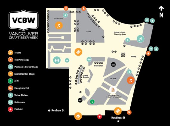 #VCBW Festival site map is up! Also, don't forget, 2 pieces of ID for everyone! Also, tix are selling REALLY FAST! vancouvercraftbeerweek.com/#sitemap