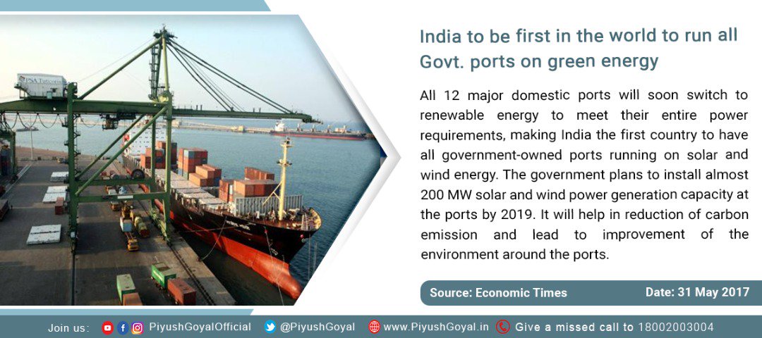Congratulations to Shri @Nitin_Gadkari for envisioning 200 MW clean power generation capacities in all Govt. ports.
economictimes.indiatimes.com/industry/trans…