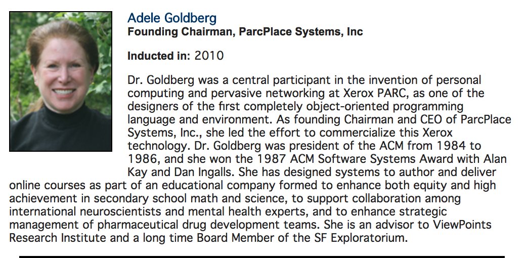 HALL OF FAME Dr. Adele Goldberg: WITI Hall of Fame 2010 Induction Video - Women In Technology International  bit.ly/2qKjbjy