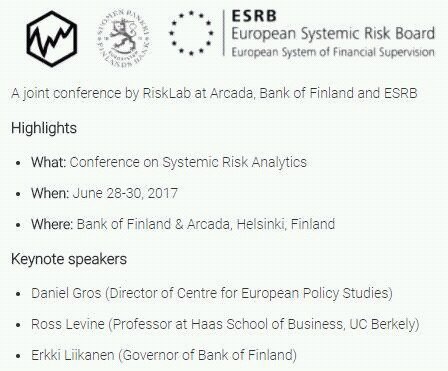 petersarlin's tweet photo. Register by June 20: 3rd @RiskLab, @SuomenPankki &amp; ESRB Conference on Systemic Risk Analytics, Helsinki, June 28-30 https://t.co/6TCdtoVfvh https://t.co/50qzIqxAb6