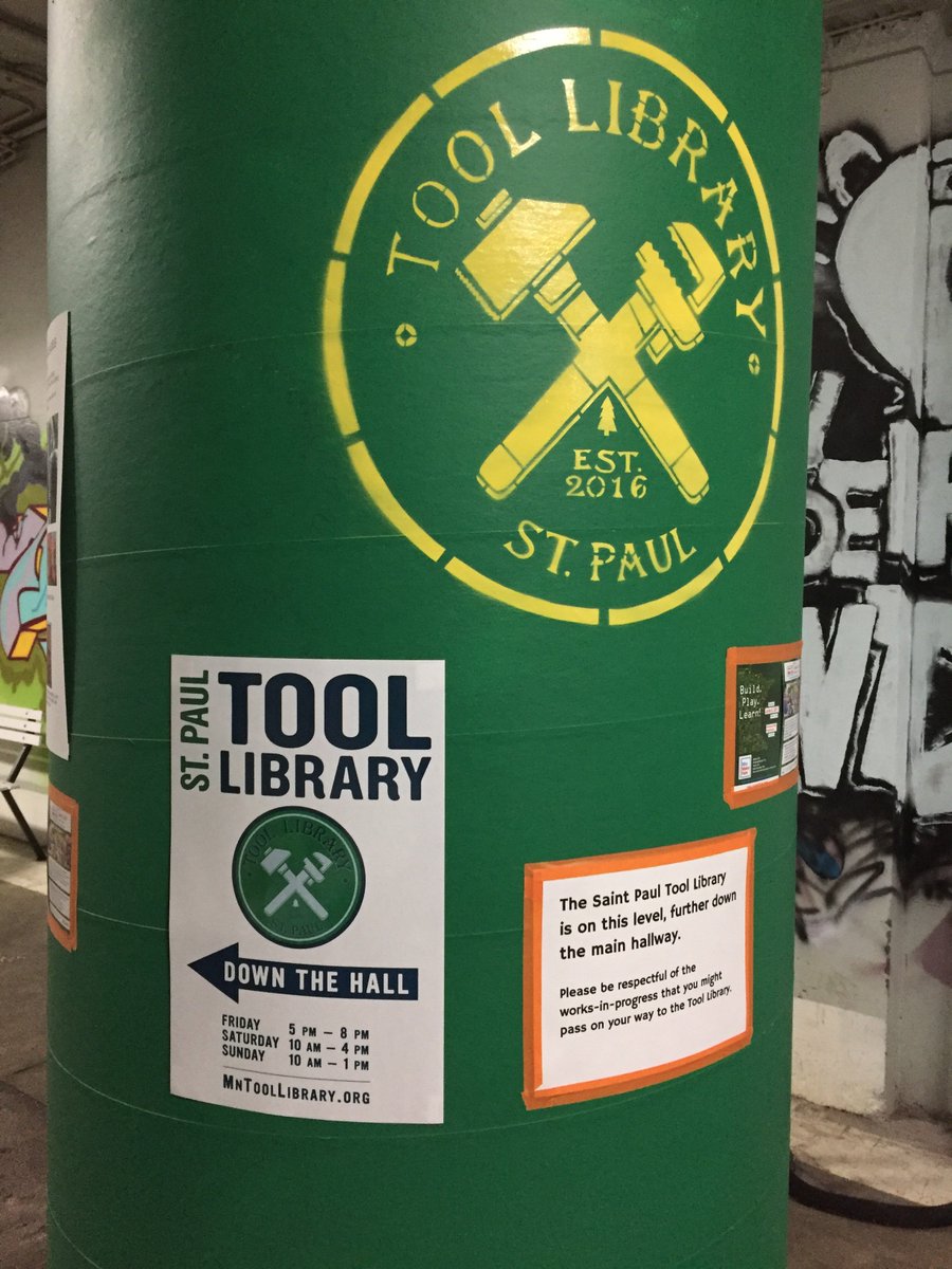 StpToolLibrary's tweet image. New hours means new signs in and around the building. This one is on the kiosk in the hallway outside of @CanCanWonder