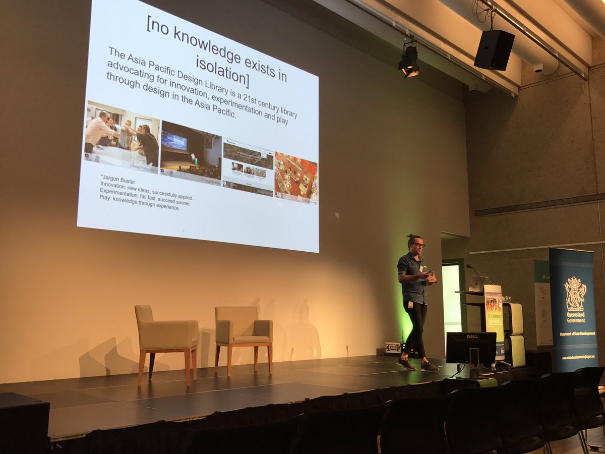 slqAPDL's tweet photo. It's ok to fail when experimenting says @AdamJefford as he describes APDL's and @slqld 's ethos #BrisMakerFest @SLQedge https://t.co/Me5qnd01zk