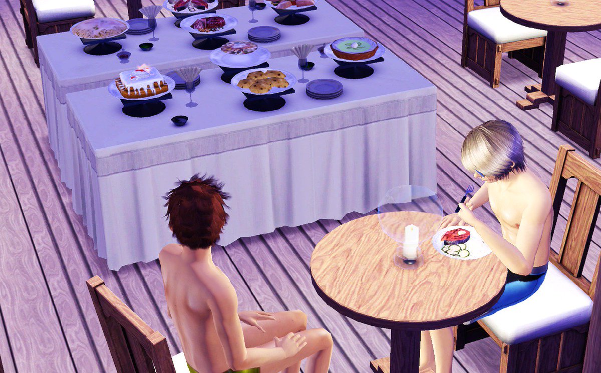 DrBox_Sims's tweet image. 남태평양에 놀러온 겹사돈의 신혼여행 일지 (1)
선탠하는 야마토와 구릿빛으로 탄 타이치, 비싼 리조트에서 점심도 먹고 마음껏 수영중