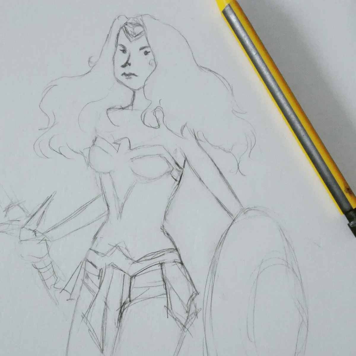 Maravlasy's tweet photo. ⭐Girl with power ⭐ #WonderWoman #sketch #sketchbook #Doodles #pencil #drawings https://t.co/4fEY9hQNUn