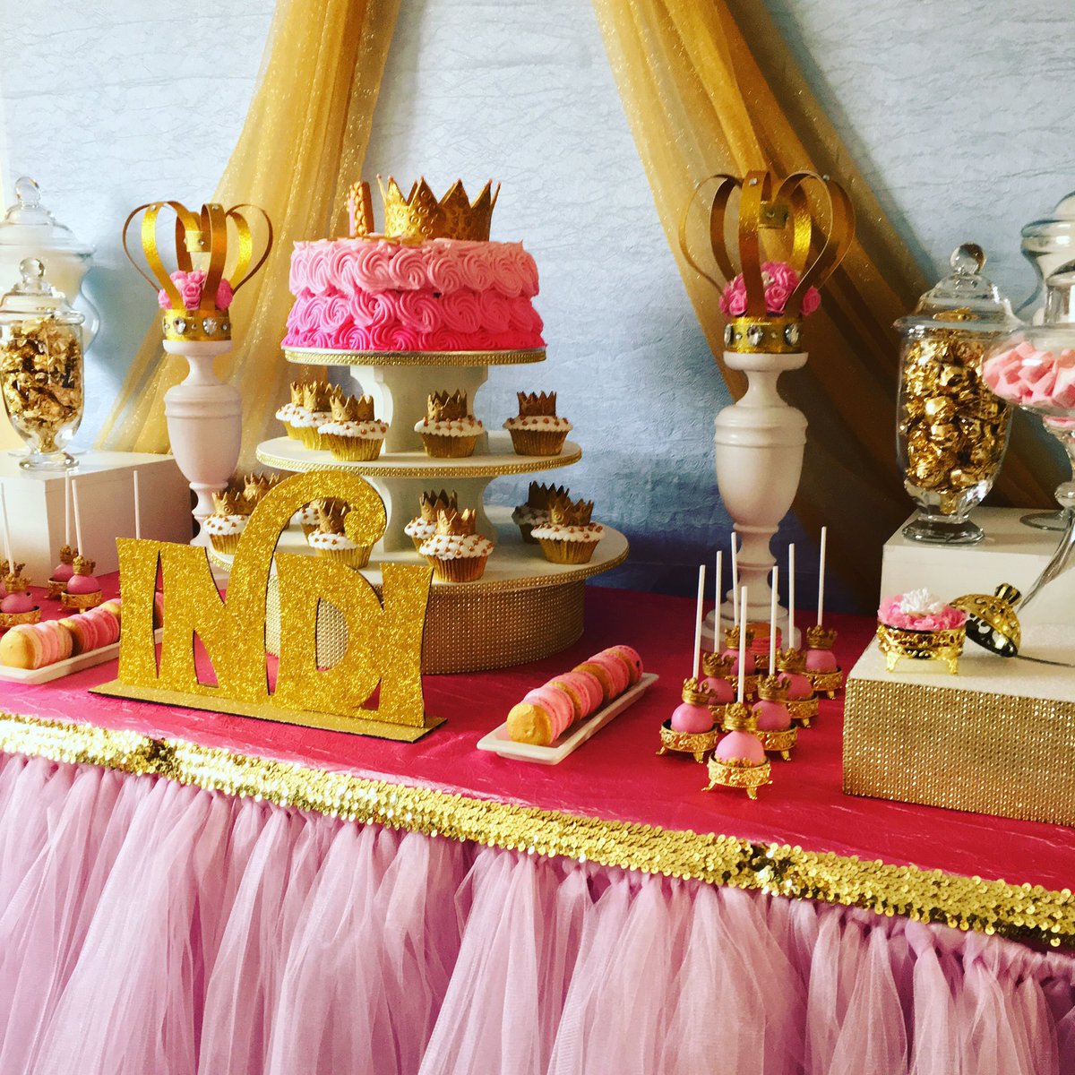 eld_sa's tweet photo. Our pink and gold 1st Birthday Princess Dessert Table from this morning is going to be a royal affair! #princess #crowns #capetown #eldsa https://t.co/r9hVnl1tq6