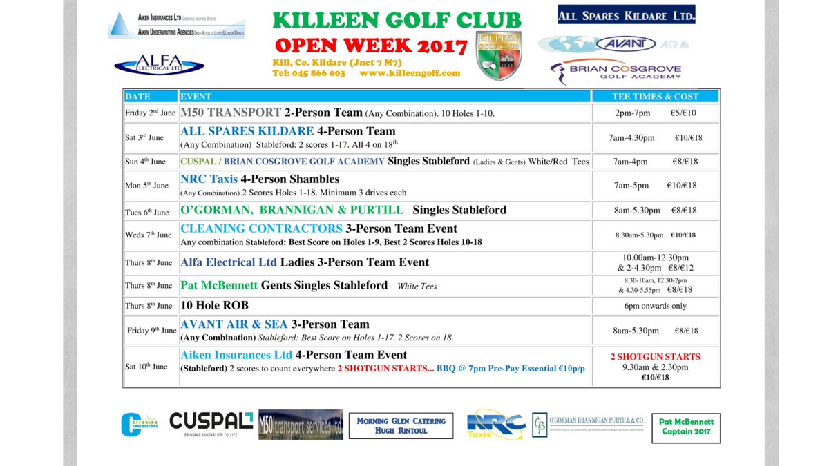 KilleenGolfClub's tweet photo. #openweek
#variety
#championshipcourse
#fewslotsleft
#golf https://t.co/LZCVRoJeYD