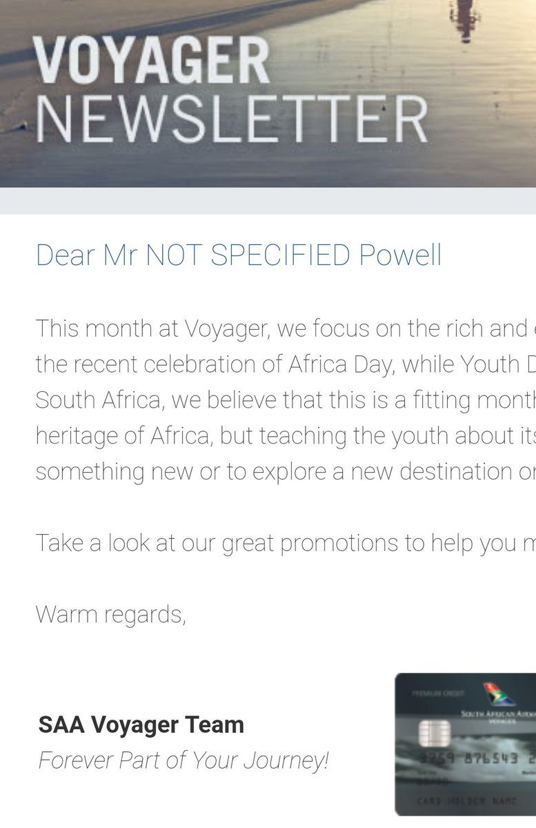 MrAndyPowell's tweet image. Ah yes, the beautiful warm feeling you get when @flysaa call you NOT SPECIFIED. #dumbdata