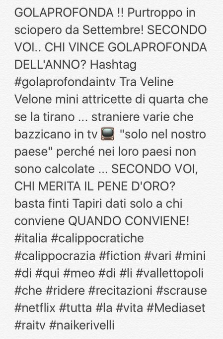 HASHTAG: #golaprofondaintv 📺CHI VINCE il Pene D'Oro SECONDO VOI ? @Agenzia_Ansa https://t.co/NETfwaY<a href="/tag/golaprofondaintv"class="tags">#golaprofondaintv</a>