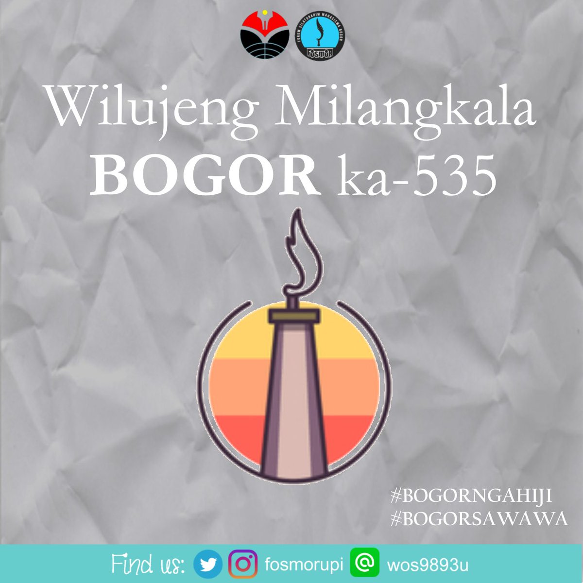 fosmorupi's tweet photo. Wilujeng Milangkala Bogor ka-535.
Bogor adalah tempat kembali,
Bogor adalah rumah dan dirumah itulah hati kita bergantung #FOSMORUPI https://t.co/Tsox41Wd01