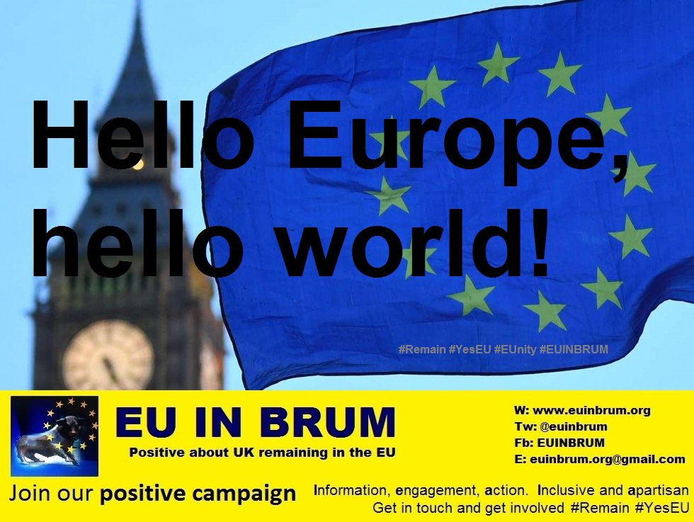 #Birmingham come out &amp; campaign! Let's #Remain 
euinbrum.org/GE2017 
#Harborne #Edgbaston #Moseley #KingsHeath #Northfield #Solihull