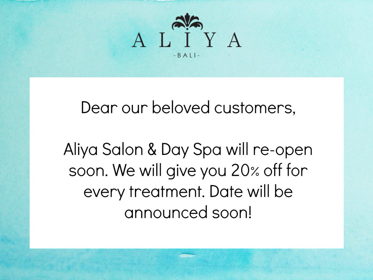 aliyaspa's tweet photo. Re-opening date will be announced soon! :) https://t.co/XWPZUKwAAf
