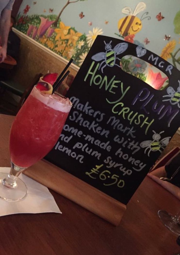 XLIIRamsbottom's tweet photo. Honey Plum Crush cocktail. Showing our suppprt, profits from this cocktail will be donated to the @MENnewsdesk #justgivingfund #manchester https://t.co/Q9GrgXVUqg