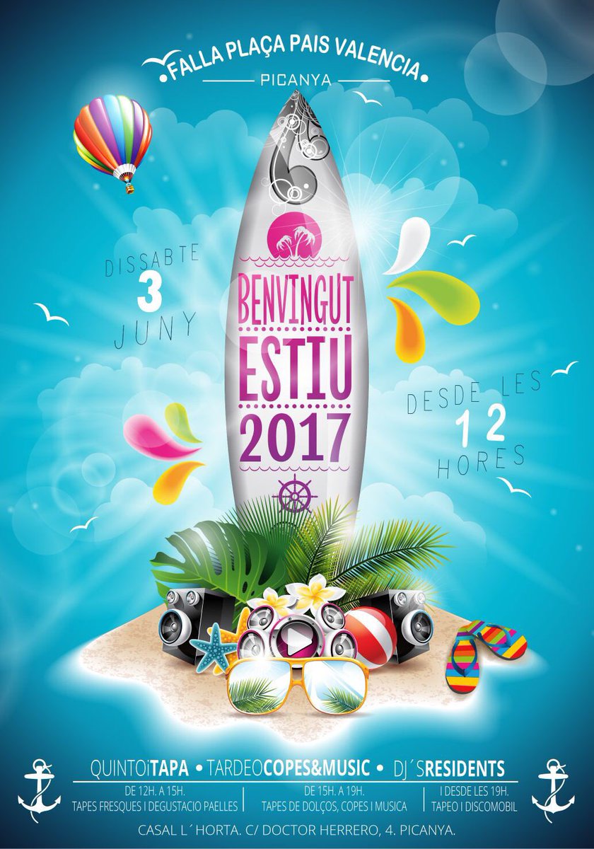 Yeee que avui hi ha festa bona!Tranquils que no plou! 
Degustació de paelles per dinar.
Chill-out de vesprada.
Quinto i tapa de sopar!