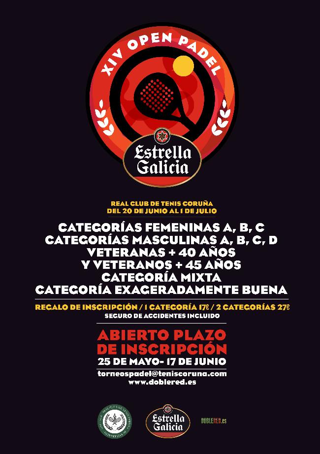 DOBLERED's tweet photo. Ya puedes apuntarte al XIV Open de Padel Estrella Galicia en @DOBLERED 
https://t.co/wk4OWB5WRB 
@estrellagalicia @clubteniscoruna https://t.co/R1DlHx7Bpd
