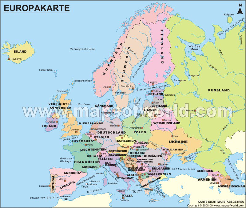 Weltkarte Europa
