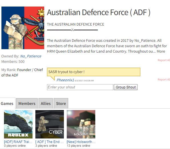 Adf Roblox Group Adf Army Twitter - australian defence force logo roblox