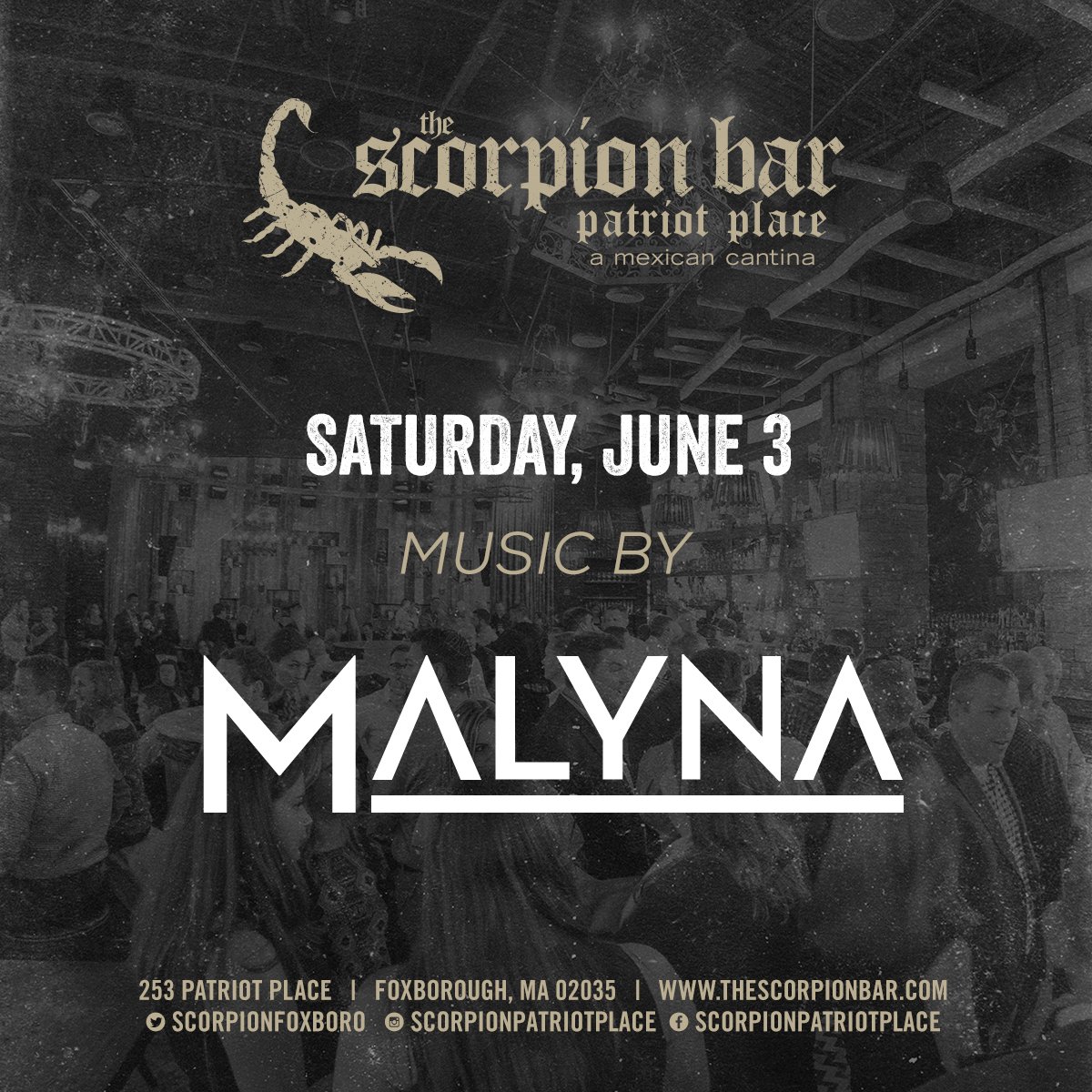 #ScorpionSaturdays with music by <a href="/malynamusic/">Malyna /məˈlē’na/ 🇱🇦</a> tonight! 🍹🎶🦂 #ScorpionBar #ScorpionPatriotPlace