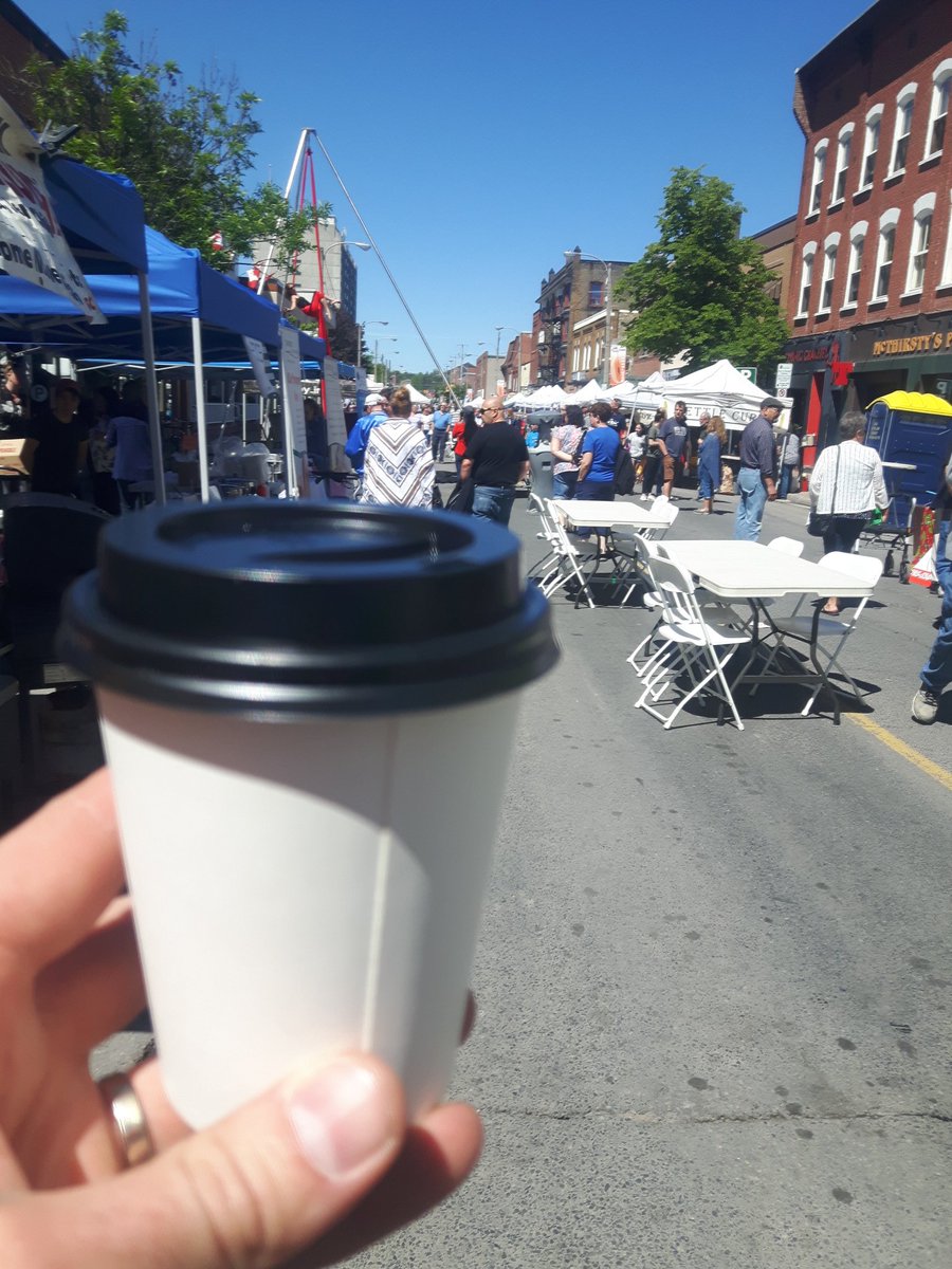 Starting #TasteOfDowntown in @downtownPtbo with an @amusecoffeeco. Come down 11 am to 5 pm today on Charlotte St