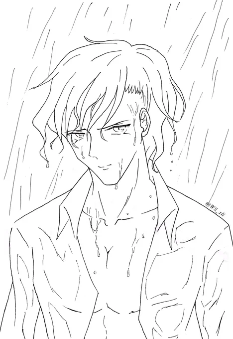 #赤井秀一版深夜のお絵描き60分一本勝負 

お題:『梅雨/傘』

初参加です!
梅雨という事で雨に打たれている赤井さんを描いてみました(今回のお題は梅雨か傘を描けばOKですよね…?
(^-^;)) 
