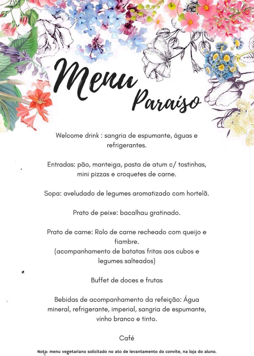 ListaS_ESFFL's tweet photo. Aqui está o menu para o melhor baile! Não se esqueçam podem adquirir bilhetes até dia 14! https://t.co/tCFRPK12r1