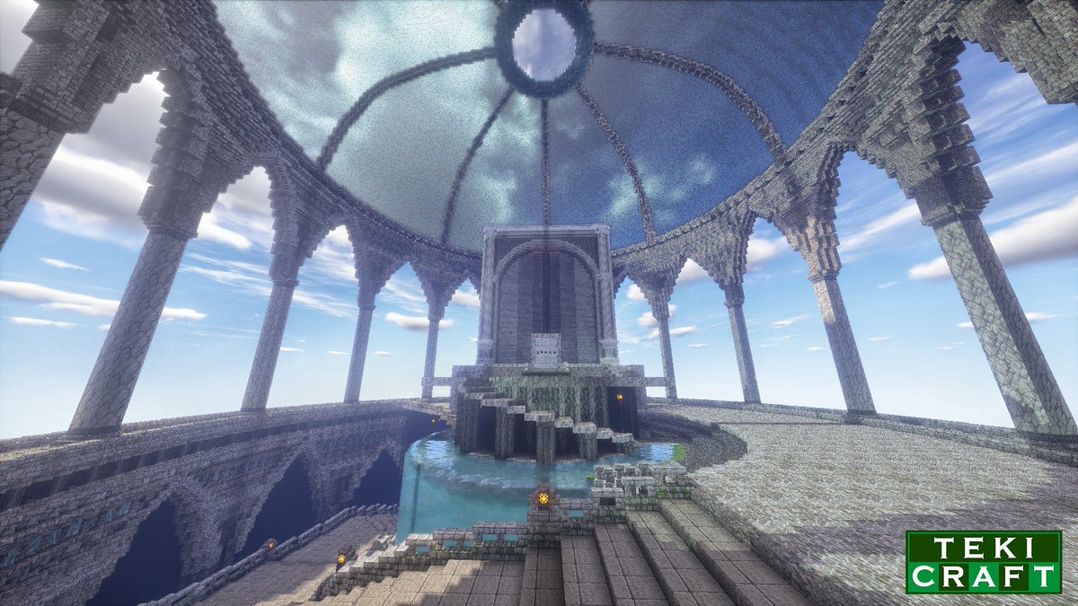 テキ助 久々にファンタジー建築 通ったら天国に行けそうなゲートが祭らてれる神殿をイメージして３日で作りました Minecraft るんるん鯖 Minecraft建築コミュ