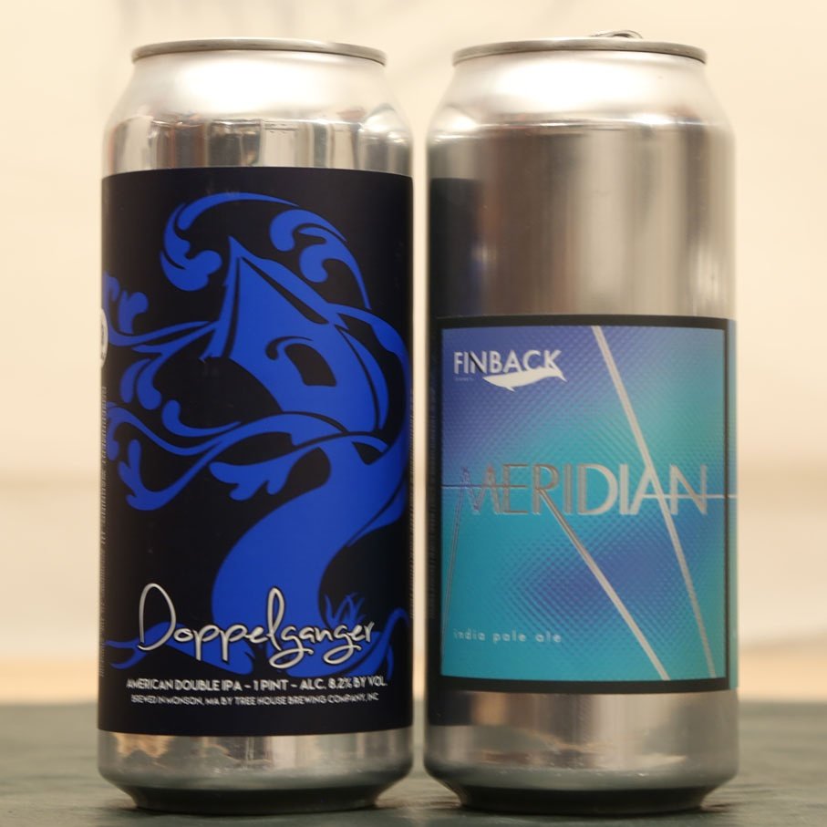 CanMadness's tweet photo. Another battle for a spot in the #favoritefour today. @treehousebrewco #doppelganger v. @finbackbrewery #Meridian. #craftcans #ipa #dipa https://t.co/QiBg6YgzNw