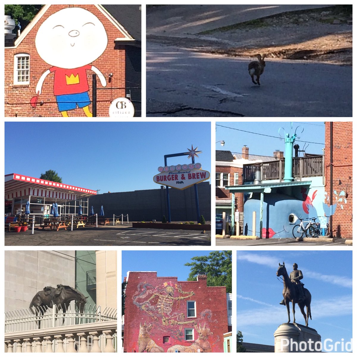 TheOtherLori's tweet photo. @AndyBCarp โค๏ธ#runchathunt bc it means stops for pictures.8 #RVA miles w/lots of artwork/sculptures, bunnies & local restaurants #rundowntown https://t.co/VTrDAu4Bql