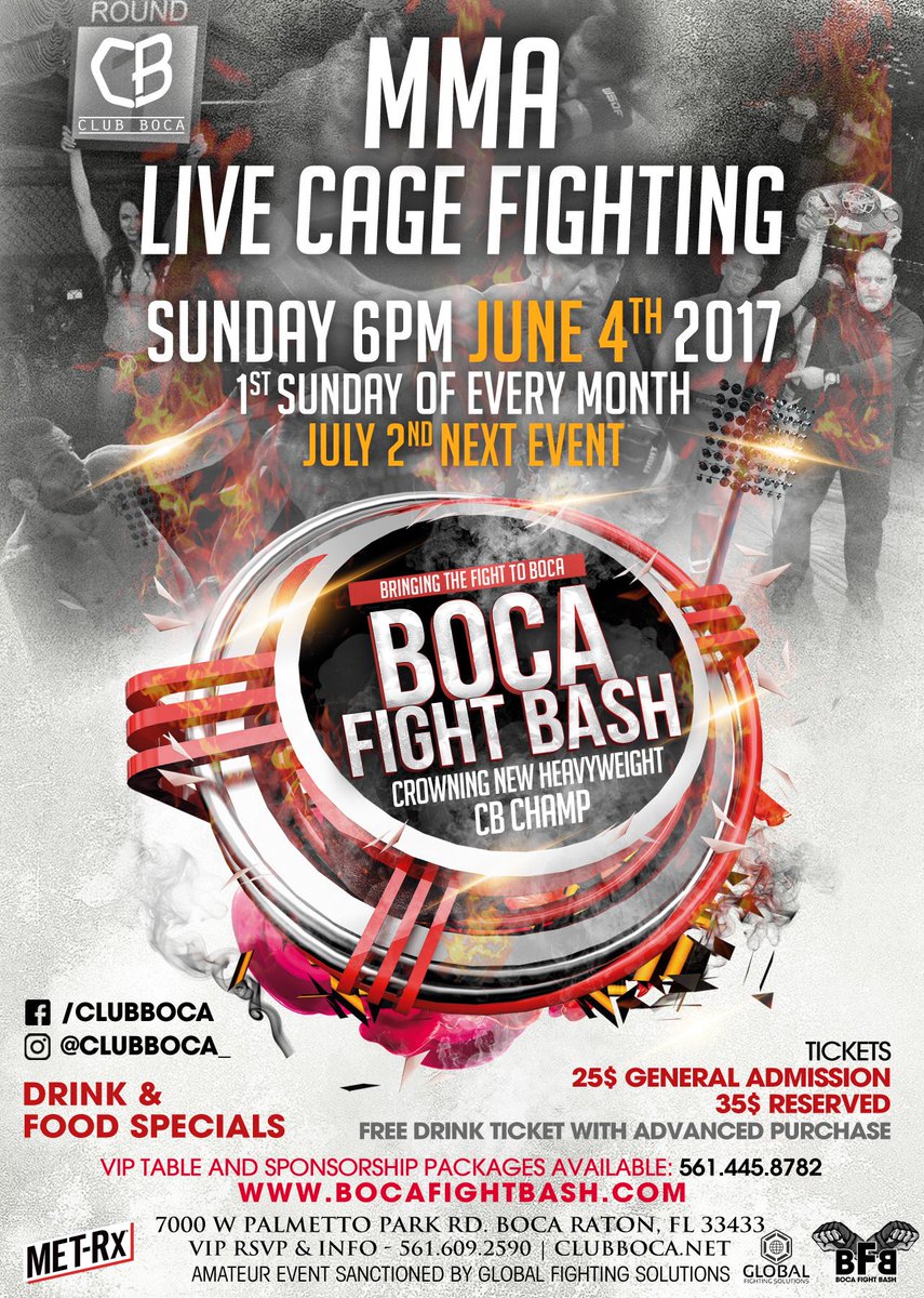 RefMma's tweet photo. #MMA #CageFighting #kickboxing #BocaFightBash #ClubBoca catch the live action this Sunday June 4th and 1st Sunday of every month https://t.co/2KxtLiS0oC