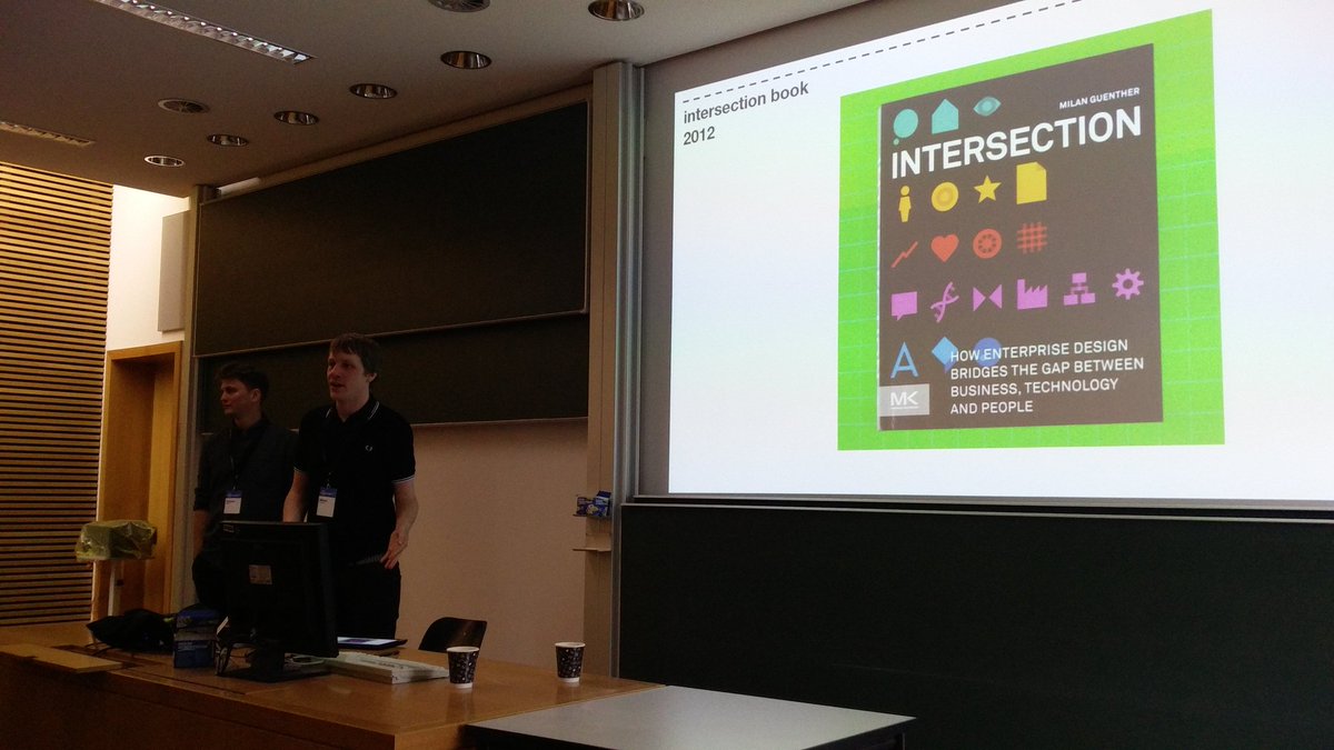 Milan and Dennis talking about enterprise design on #uxce17