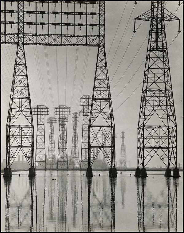 William Connell’s photograph of pylons, California, 1935 (via <a href="/presentcorrect/">Present & Correct</a>)