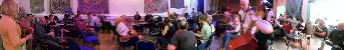 Last night a bit hazy. Friday night session at the #blowout. Not only #bagpipes were played...
