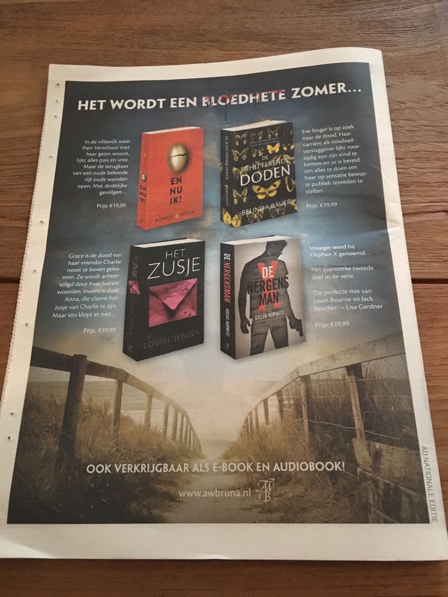 Veel spannends in het AD dit weekend, met een 6 pagina's tellend interview met <a href="/MeyerDeon/">Deon Meyer</a> en een bloedhete advertentie van <a href="/awbruna/">awbruna</a> #mvhsb