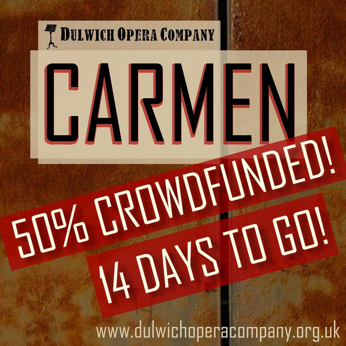 Halfway to our crowd funding target! Only two weeks to go! Please share to support our campaign #carmen #opera #tour