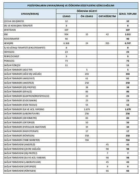 2017 / 2 Sağlık Bakanlığı Atama Sayilarıdir. 704 Onlisans, 88 Orta Öğretim Olarak Alim Yapacaktır.