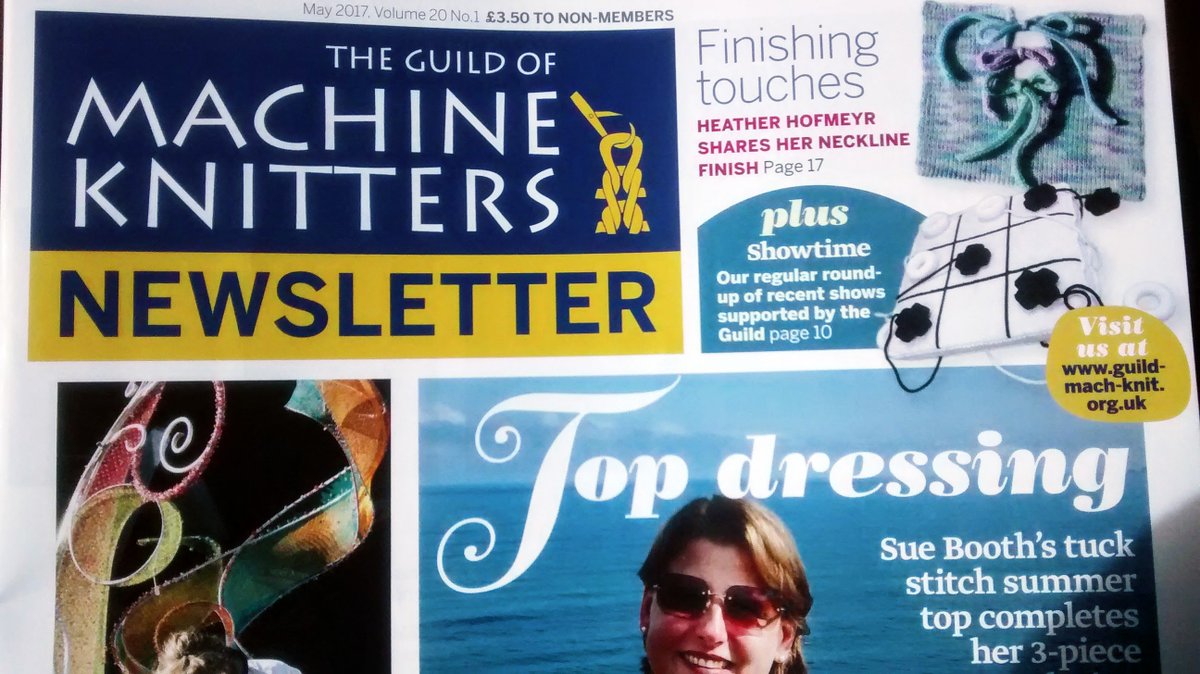 Tim__Ambrose's tweet photo. My Mum's hit the big time (again): front page of the guild of #MachineKnitters Newsletter with her knitted noughts &amp; crosses game. #proud https://t.co/sb3eCrE6fV