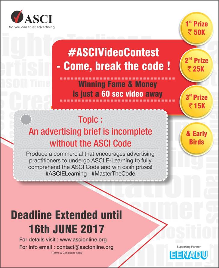 ascionline's tweet photo. #WorthyWeekend - Don’t let opportunity pass by. Participate in #ASCIVideoContest Cash #prizes upto 50K. https://t.co/3WZrSl63Kx
#Contest https://t.co/r2lhFGMgQq