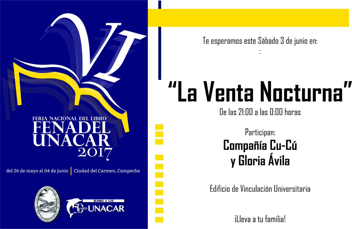 radiodelfin's tweet photo. Hoy sábado 3 de junio en la #FENADEL #VentaNocturna de 21:00 a 23:59 h #PreciosEspeciales para todos en Centro de Vinculación Universitaria https://t.co/1JfZpP0Lvs